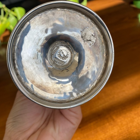 Vintage EMILIA CASTILLO Mexican Lizard Hammered Silver Plate Wine Goblet Cup - Picture 4 of 4